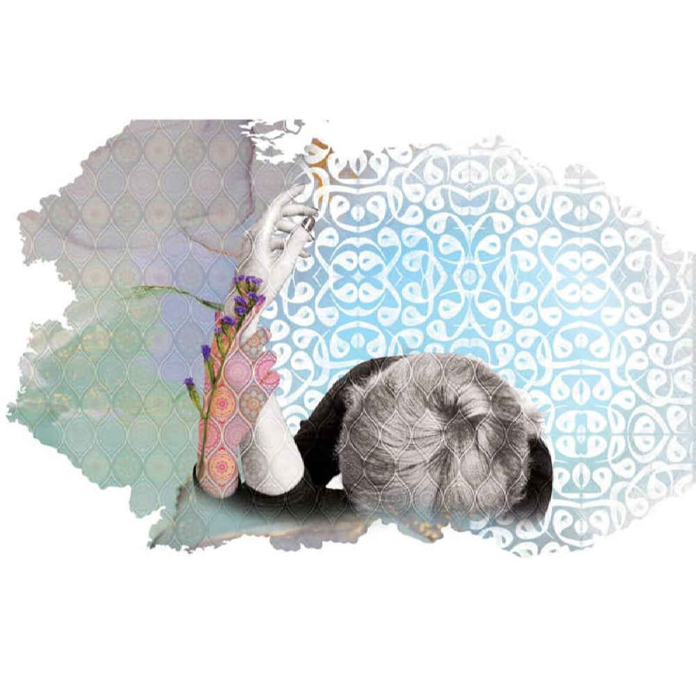 لوحة جدارية تجريدية زرقاء نموذج فن للمساحات العصرية