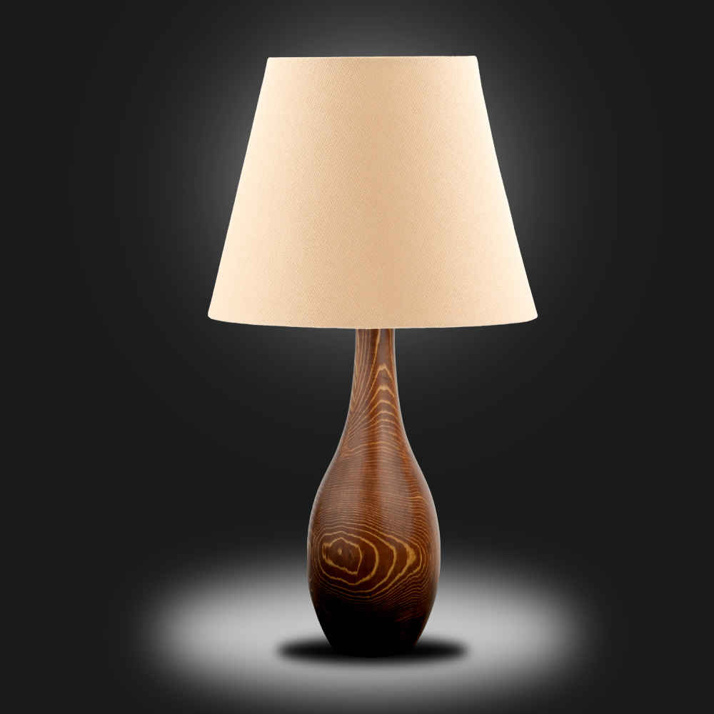 مجموعة من 2 مصباح طاولة خشبي بلمسة فنية، مصنوع يدويًا، صفاء