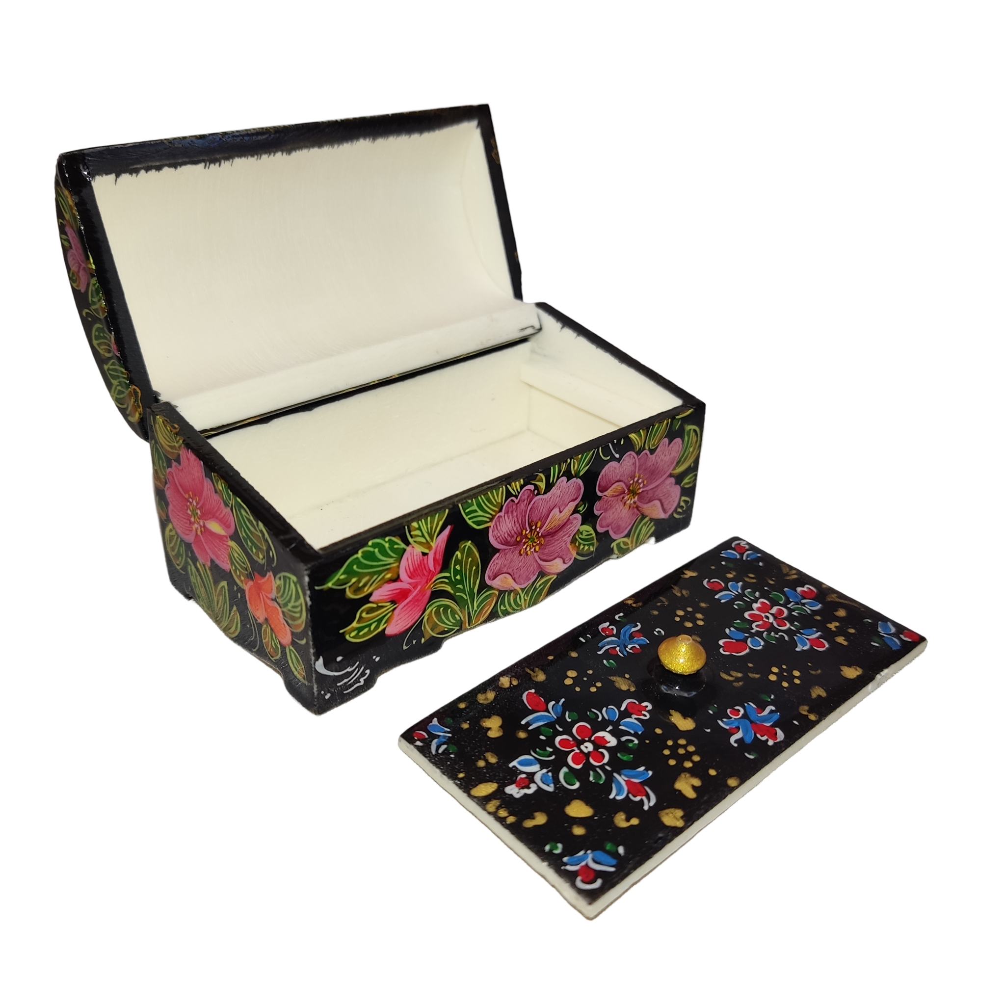 صندوق مجوهرات مصنوع يدويًا من العظم بنقشة هانييران مستوحاة من الفن الإيراني