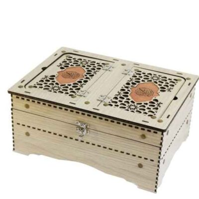 صندوق خشبي لحفظ القرآن – مقطع بالليزر، نموذج ناعين