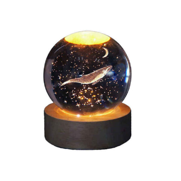 مصباح الكرة البلورية ضوء الليل الخيالي: القمر والحوت