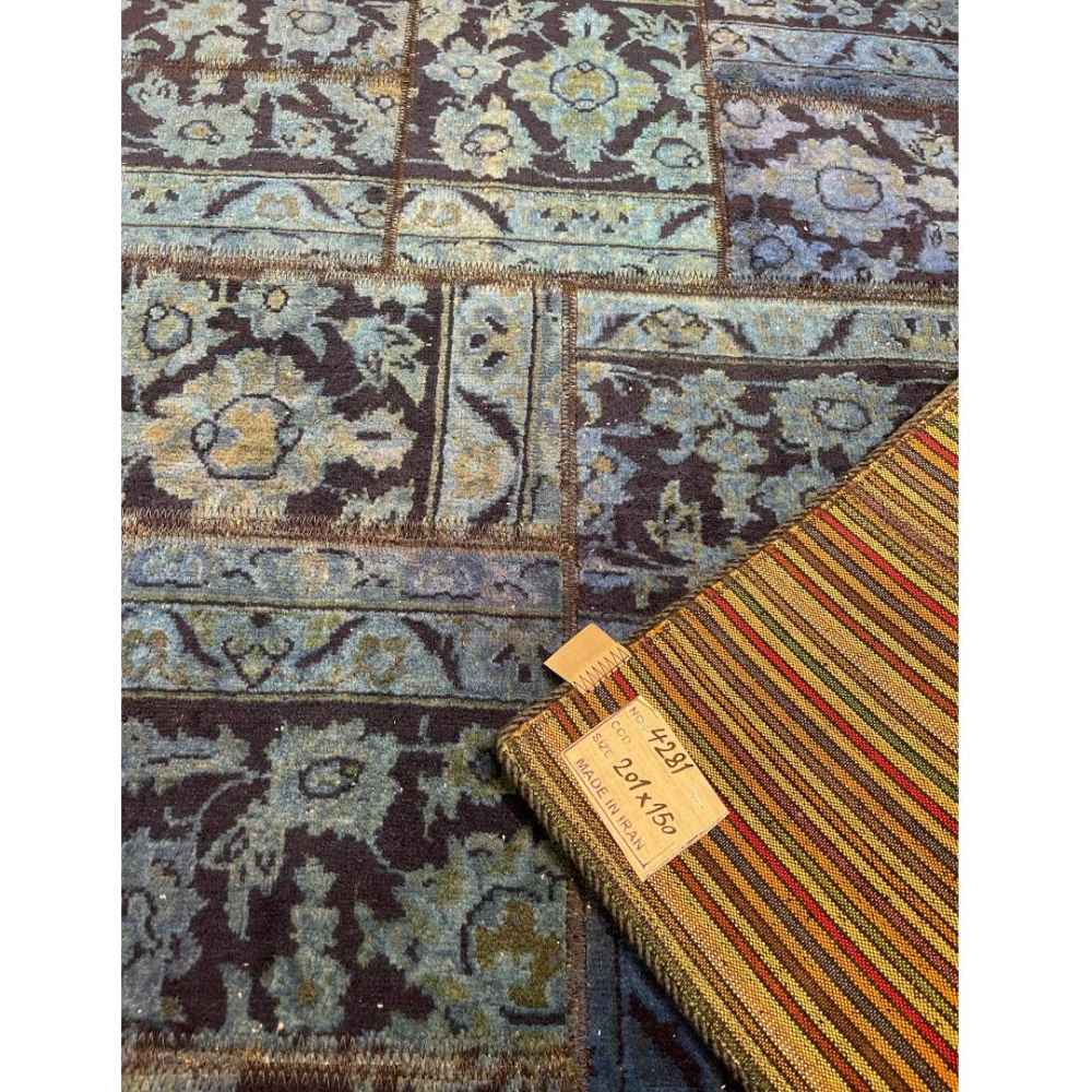 سجادة مرقعة إيرانية محبوكة يدويًا بنمط أهورا