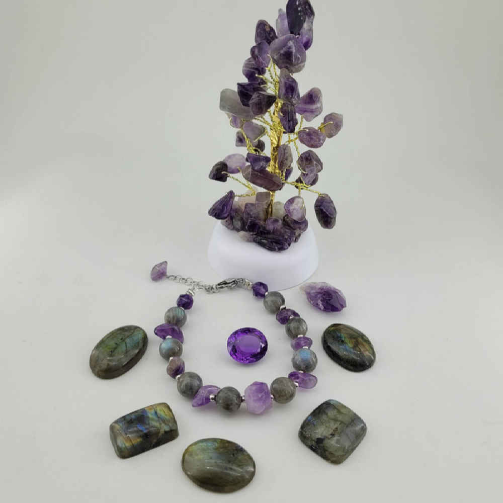 سوار خرز للنساء – أحجار أميثيست ولابرادوريت