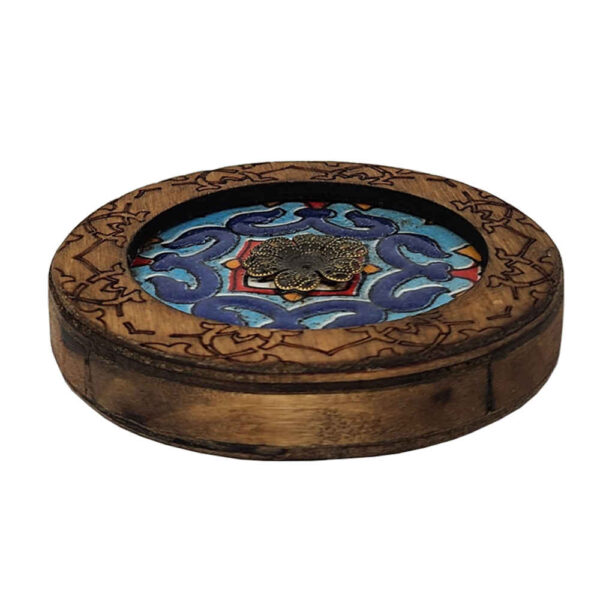 حامل بخور خشبي – موديل كاشي گرد (مجموعة من 2)