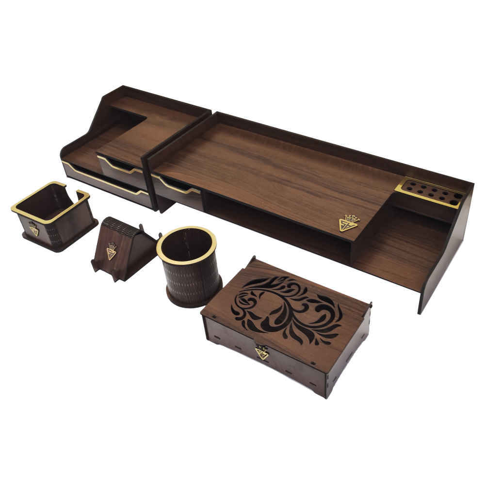 مجموعة منظمات مكتبية من الخشب – نموذج برسه (6 قطع)