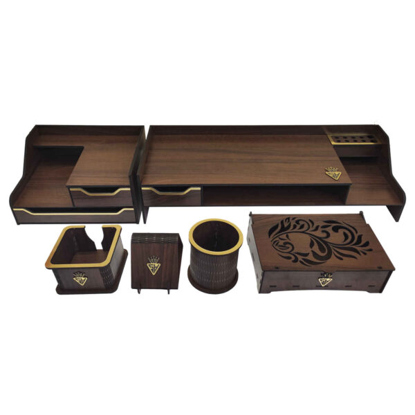 مجموعة منظمات مكتبية من الخشب - نموذج برسه (6 قطع)