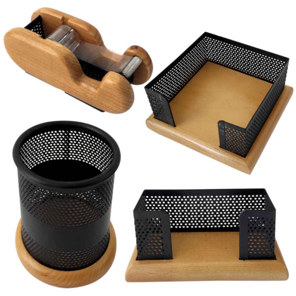 مجموعة منظمات مكتبية من الخشب - نموذج ونداد (4 قطع)