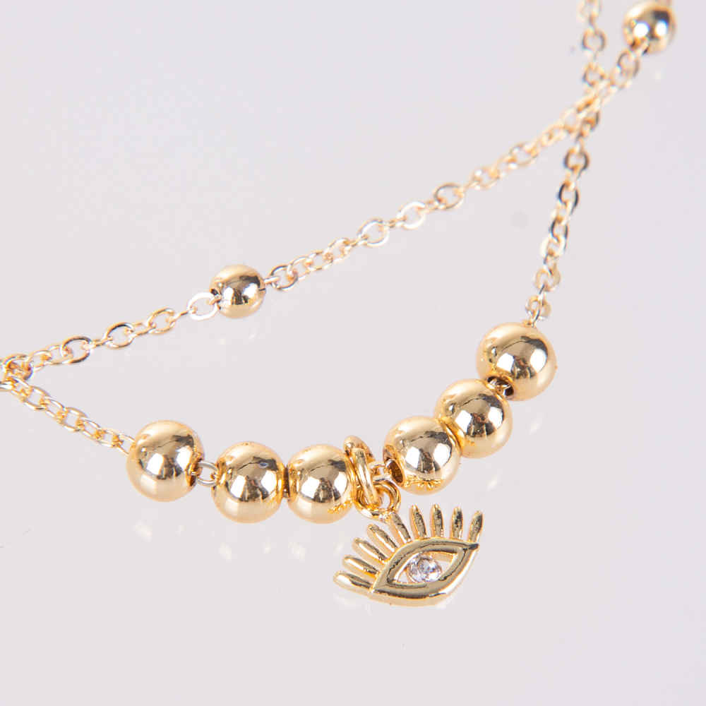 سوار كاحل متعدد الطبقات فولاذي نظرة العين موديل جانا