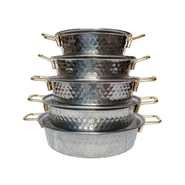 مقلاة التخييم الخارجية – خفيفة الوزن وجاهزة للنار المخيمية، مجموعة من 5