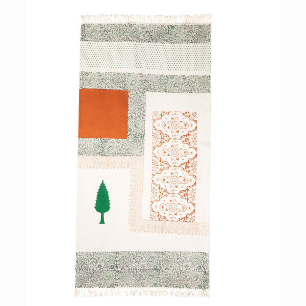 مفرش مائدة من الكتان المطبع يدوياً غلابتون