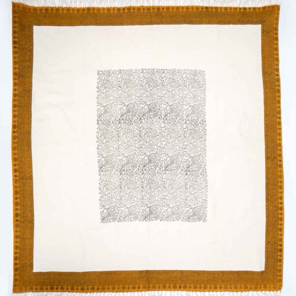 مفرش طاولة من الكتان المطبوع بالكتل موديل گل ومرغ