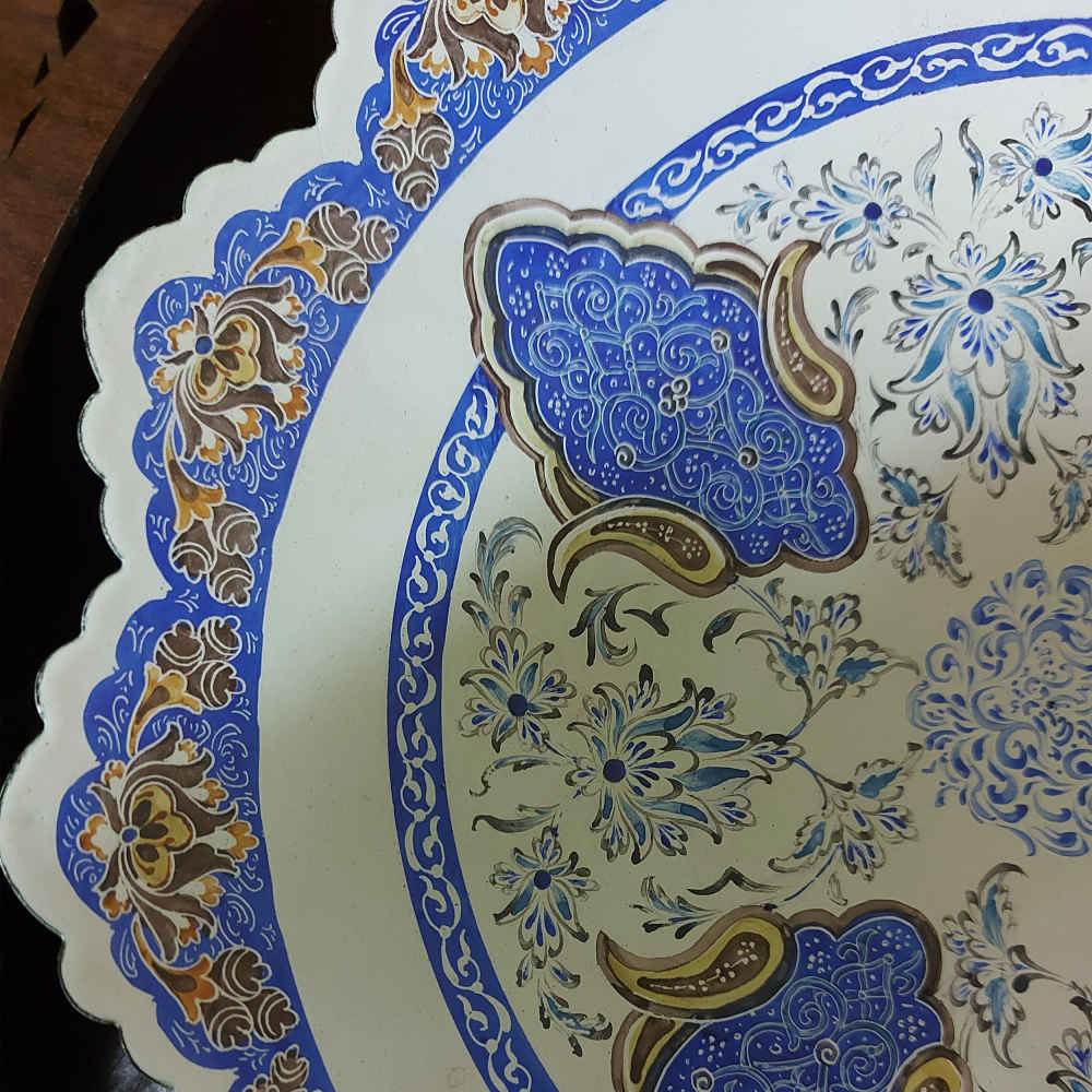 لوحة من النحاس مطلية يدوياً بالمينا الإيراني نموذج تذهيب