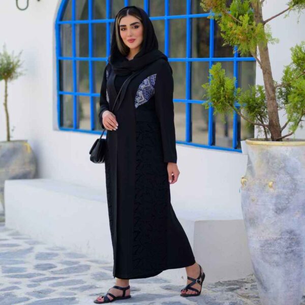 مجموعة مانتو إيراني مطرز مع بنطلون موديل إيليكا