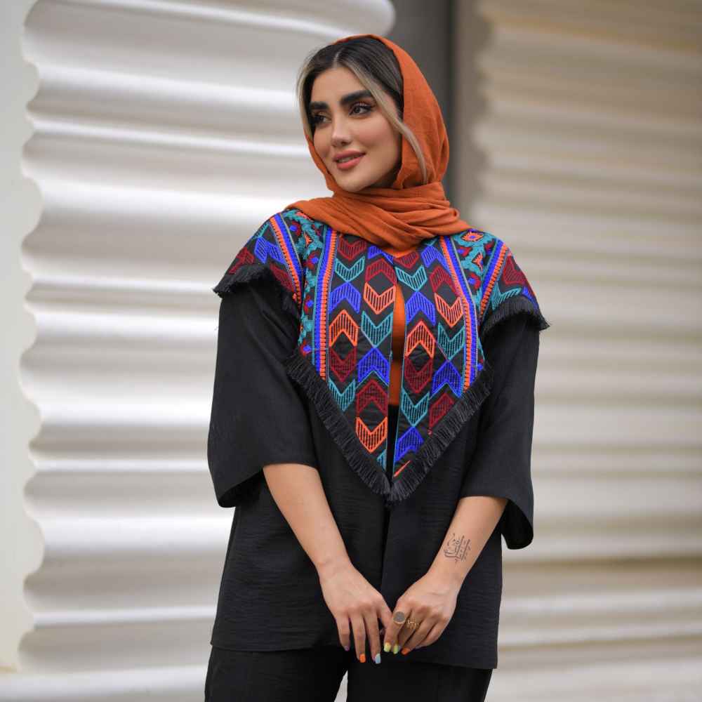 مجموعة مانتو إيراني مطرز مع بنطلون موديل ماهور