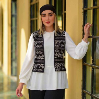 صديري نسائي إيراني بالأبيض والأسود موديل آيدا