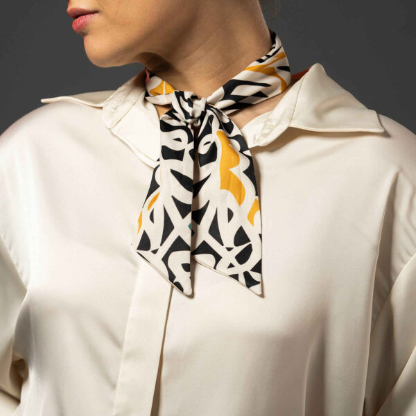 وشاح حرير للرقبة للنساء فخم وحيوي مربع خيال