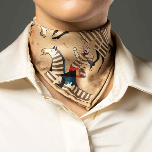 وشاح حرير للرقبة للنساء فخم وحيوي مربع رَزم