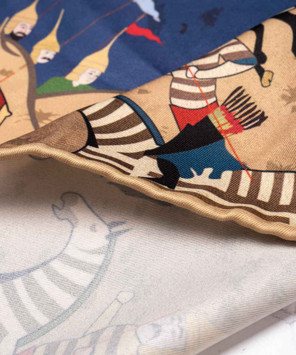 وشاح حرير للرقبة للنساء فخم وحيوي مربع رَزم