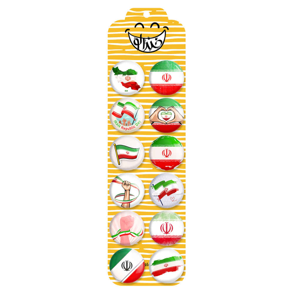 مجموعة أزرار دبوس إيرانية – علم إيران (12 قطعة)
