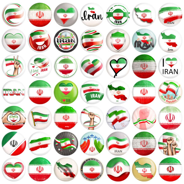 مجموعة أزرار دبوس إيرانية - علم إيران (49 قطعة)