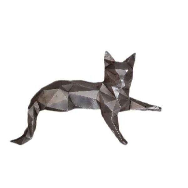 تمثال فضي للقطة بالكيوبية - منحوتة حيوانية فنية