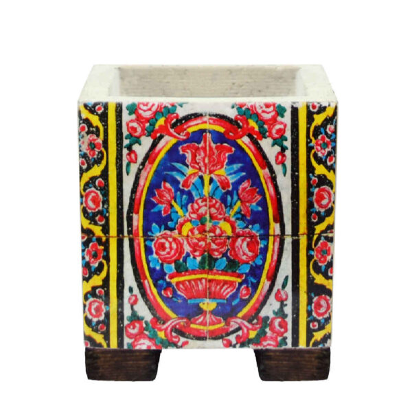 مزهرية إيرانية مربعة من الخرسانة الزخرفية نموذج نارنيا