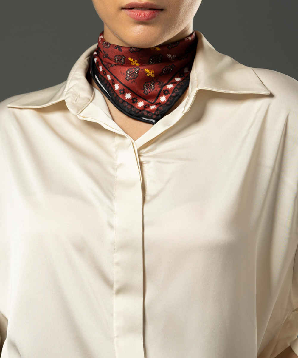 وشاح حرير للرقبة للنساء فخم وحيوي مربع ديار