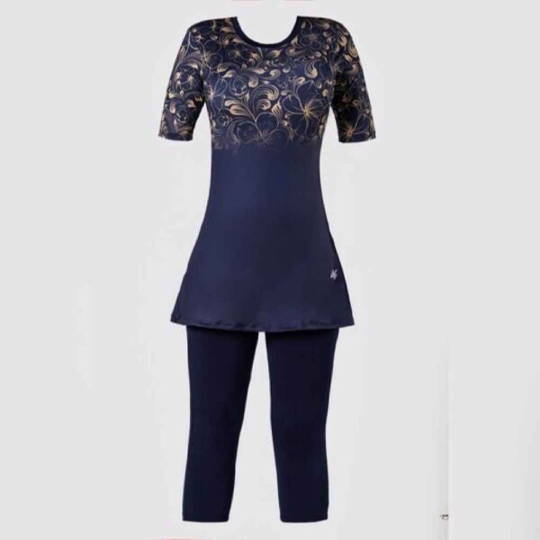 بدلة سباحة نسائية من قطعتين بأكمام قصيرة موديل فلورال