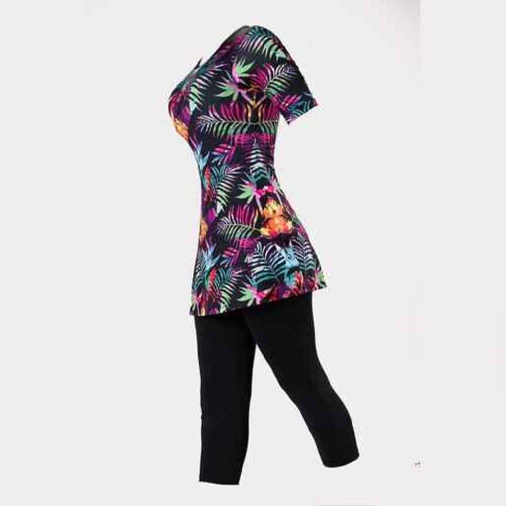 بدلة سباحة نسائية من قطعتين بأكمام قصيرة موديل وفاء