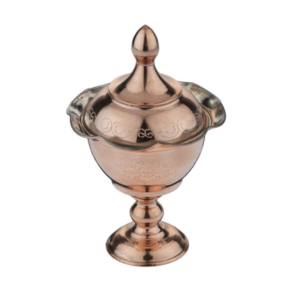 وعاء سكر إيراني نحاسي مصنوع يدويًا - محفور مينا