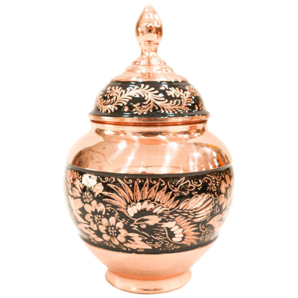 وعاء سكر إيراني نحاسي محفور مصنوع يدويًا - ألماس