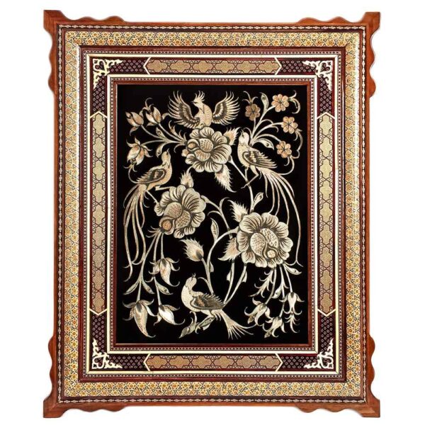 لوحة من النحاس محفورة إيرانية مؤطرة - مهيا – ديكور حائط تقليدي