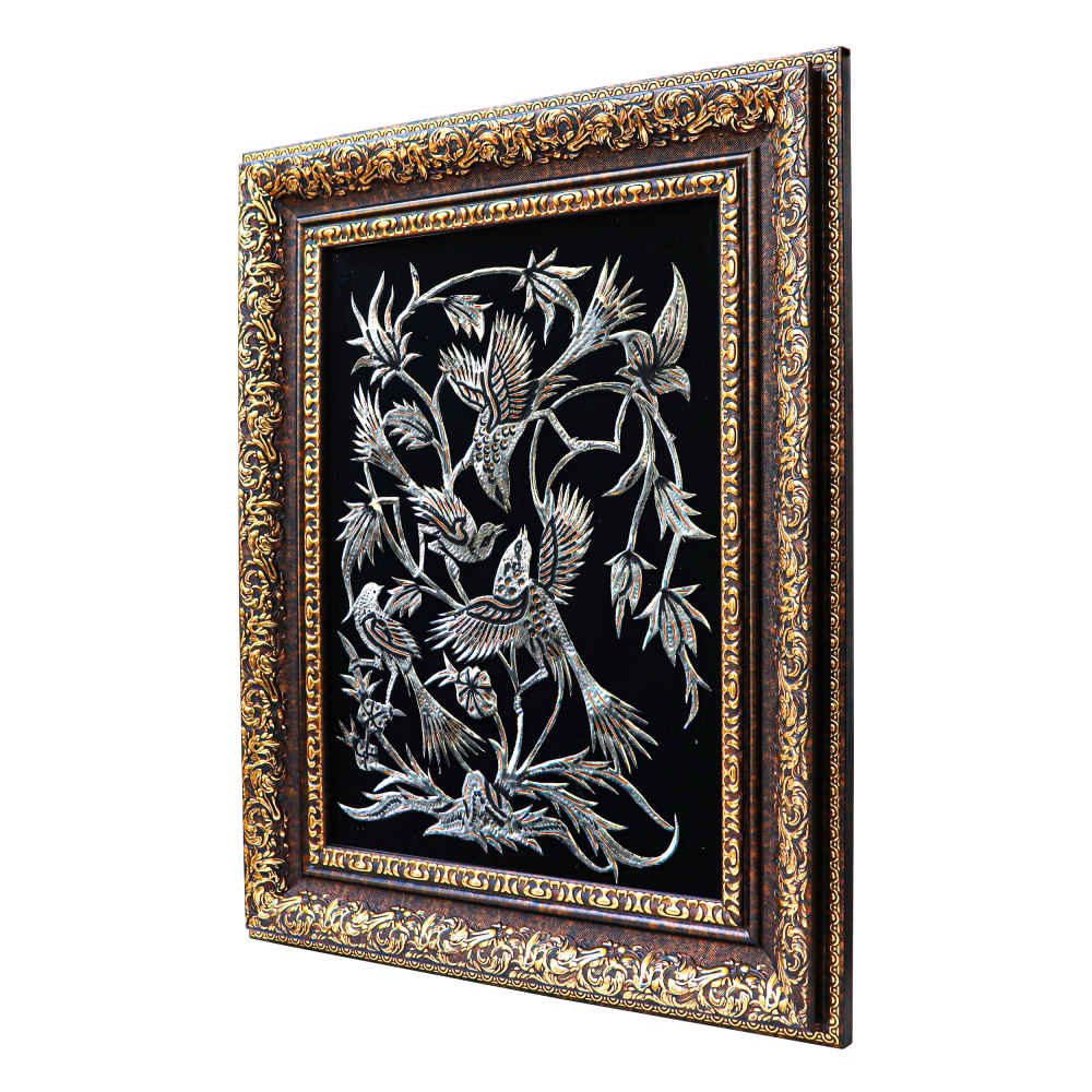 لوحة من النحاس محفورة إيرانية مؤطرة – تمانا – ديكور حائط تقليدي