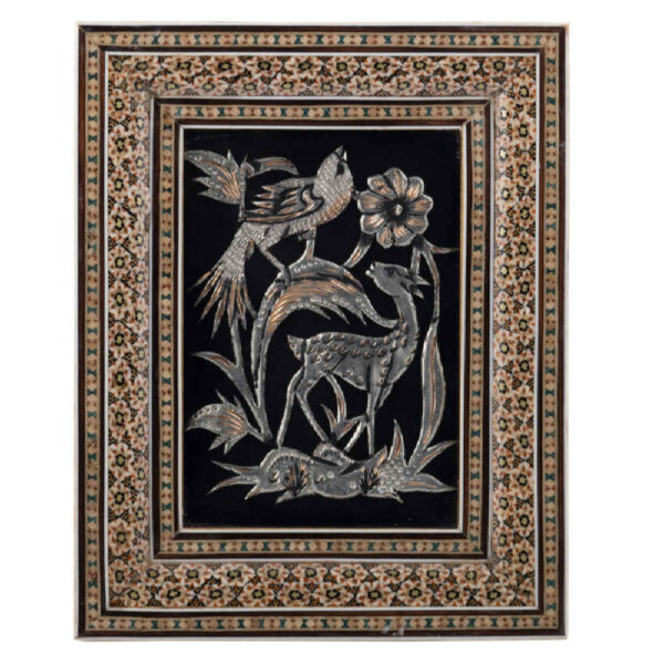 لوحة من النحاس محفورة إيرانية مؤطرة - تينا – ديكور حائط تقليدي