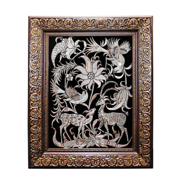 لوحة من النحاس محفورة إيرانية مؤطرة - ظريف – ديكور حائط تقليدي
