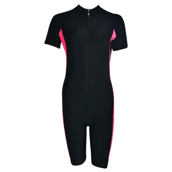 بدلة سباحة نسائية محتشمة قطعة واحدة باللون الأسود الإسلامي