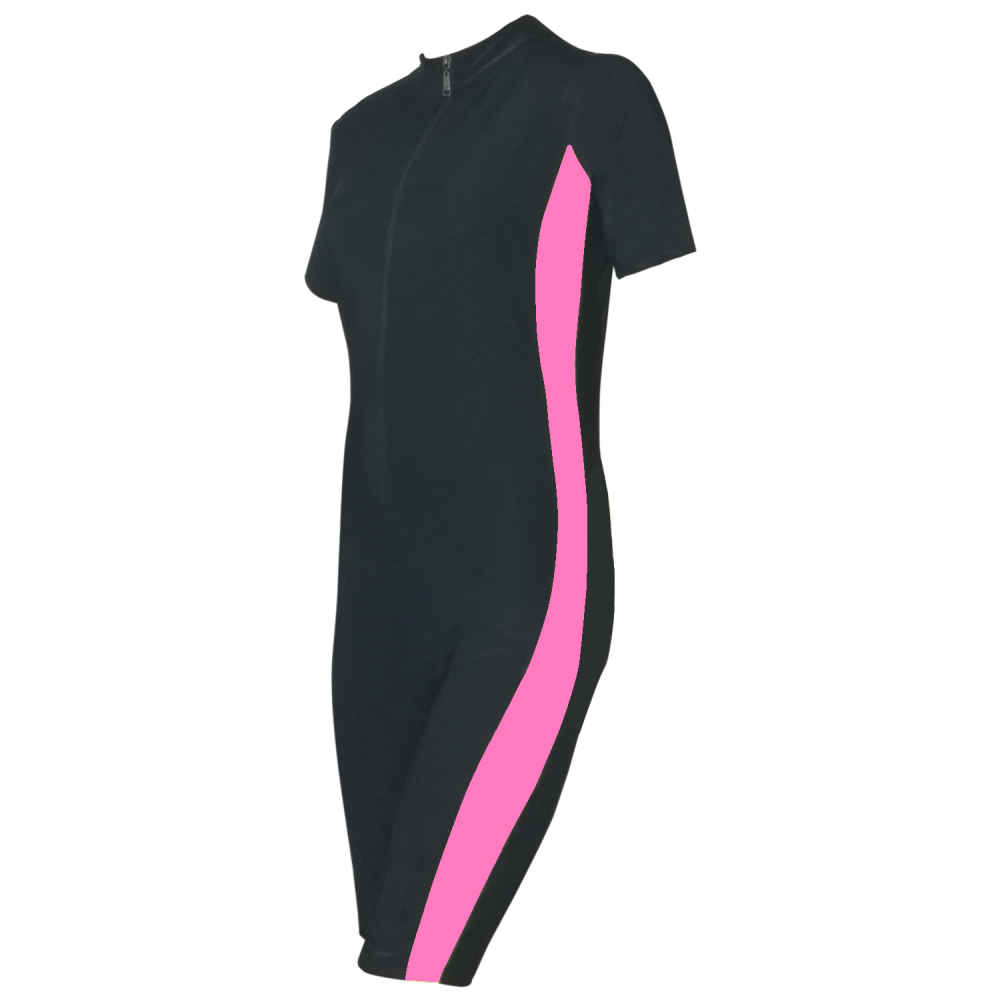 بدلة سباحة نسائية محتشمة قطعة واحدة باللون الأسود الإسلامي