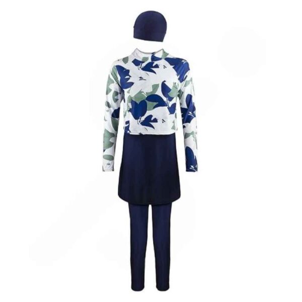 ملابس سباحة نسائية محتشمة إسلامية باللون الأزرق البحري