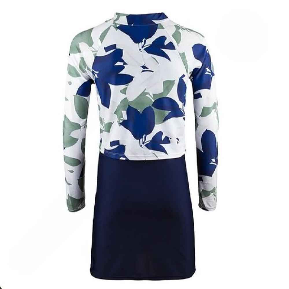 ملابس سباحة نسائية محتشمة إسلامية باللون الأزرق البحري