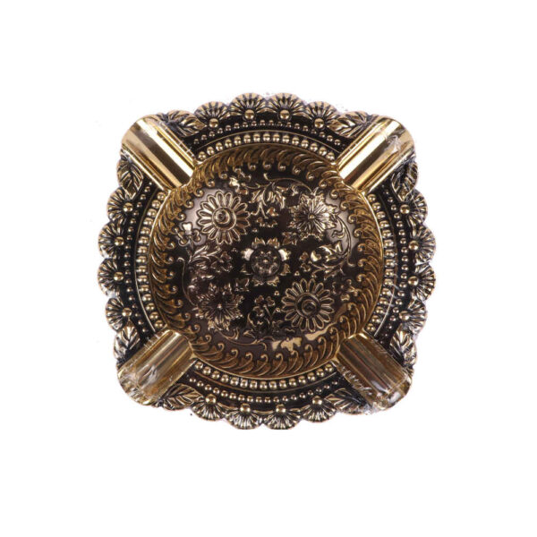 منفضة سجائر معدنية منقوشة – تصميم زهري فني معقد