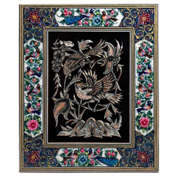 لوحة من النحاس محفورة إيرانية مؤطرة - درنا – ديكور حائط تقليدي