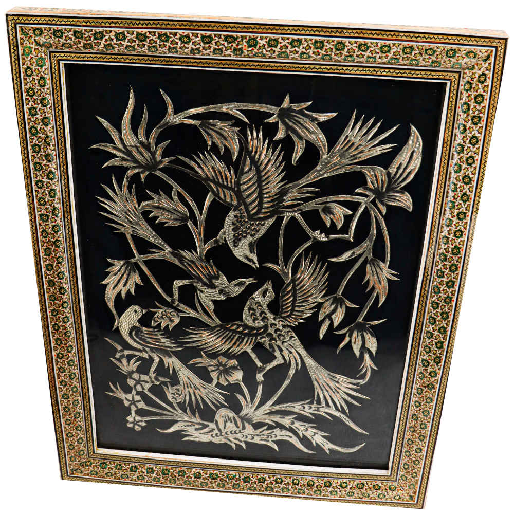 لوحة من النحاس محفورة إيرانية مؤطرة – حنيفة – ديكور حائط تقليدي