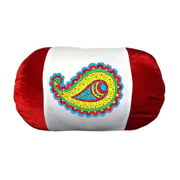 وسادة اسطوانية تقليدية إيرانية بقماش مخملي منى