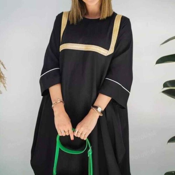 عباية أنيقة للنساء المسلمات بقماش القطن الأسود