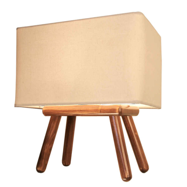 مصباح طاولة خشبي بلمسة فنية، مصنوع يدويًا، نسترن