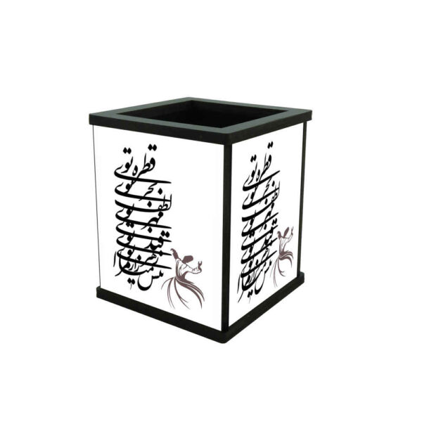 حامل أقلام خشبي مستوحى من الخط مع نقوش إيرانية للمكتب