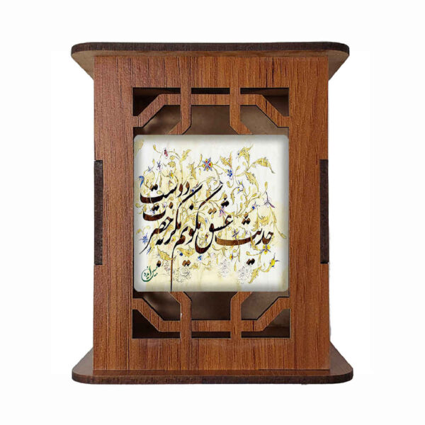 حامل أقلام مكتبي خشبي بنقوش موبين يبرز الفن الإيراني