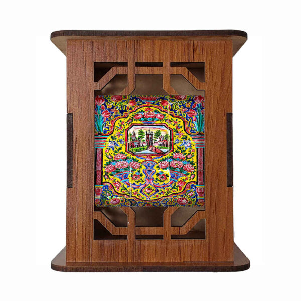 نقشة الحديقة – حامل أقلام خشبي مستوحى من التراث الإيراني للمكاتب