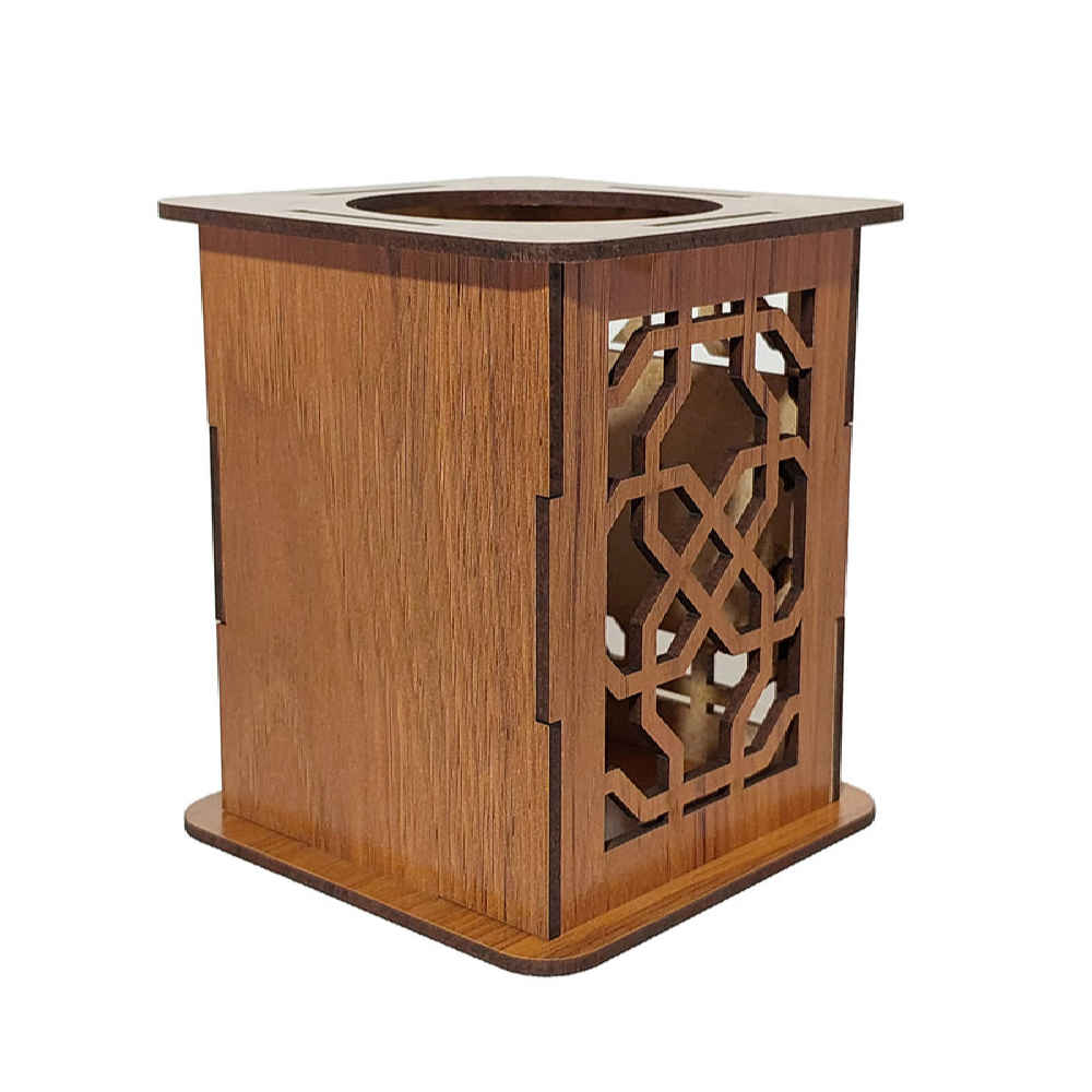 حامل أقلام مكتبي خشبي بنقوش موبين يبرز الفن الإيراني