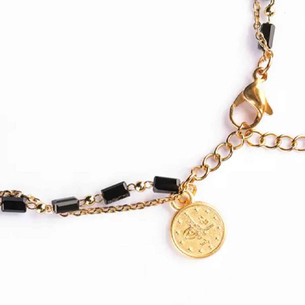 سلسلة سوار كاحل سوداء موديل اليعسوب